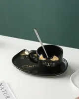 Чашка з блюдцем та ложкою Cute kitty 14851 200 мл чорна