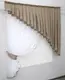 Кухонный комплект (150х170см.) шторка с ламбрекеном. Цвет белый со светло-кофейным. Код 039к 52-0552