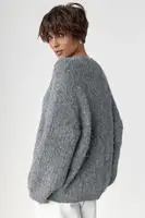 Тепла жіноча кофта з рукавами-фонариками - сірий колір, ONE SIZE