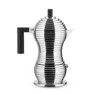 Гейзерная кофеварка 300 мл Alessi Pulcina на 6 чашек с черной ручкой