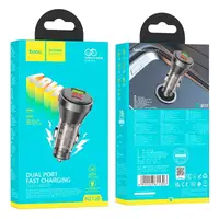 Адаптер автомобильный Hoco Unimpeded car charger with digital display NZ12B |1USB/1Type-C, PD/QC, 48W/3A|
