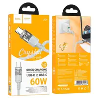Кабель HOCO Spirit Type-C to Type-C transparent charging data cable U129 |60W/3A, 1.2M|