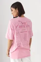 Бавовняна oversize футболка з принтами - рожевий колір, ONE SIZE