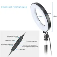 Тримач з кільцевим освітленням Bluetooth 6" RGB100 (Kit1) | 45cm Stand, USB Powered, 2800-5800K |