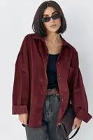 Жіноча вельветова оversize сорочка - бордо цвет, ONE SIZE