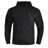 Тактична флісова кофта Han-Wild HW021 Black 2XL чоловіча тепла з каптуром і великою передньою кишенею