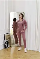 Костюм ID478 велюровый Пудра 46
