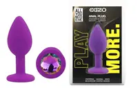 Силиконовая анальная пробка EGZO - Silicone Purple Round Plug Rainbow, size S