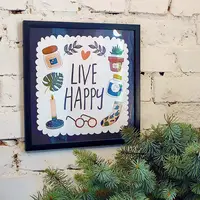 Постер в рамке Live happy 30x30 см (KMT_21NG008_BL)