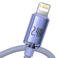 Кабель Baseus Crystal Shine Series Fast Charging Data Cable USB to iP 2.4A 1.2m, Purple (CAJY000005)