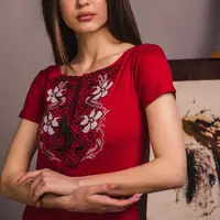 Вышиванка женская Moderika Лилия красная XXXL