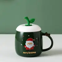 Кухоль з кришкою і ложкою Дід Мороз 5690 400 мл зелена