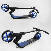 Самокат двоколісний "Best Scooter". З PU колесами, широким велосипедним кермом, новим затискачем керма. Black/Blue (105382)