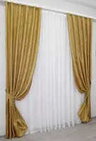 Штори жаккард (2шт. 1х2,7м.) колекція "Мармур Al1", Колір золотистий. Код 614ш 31-067