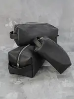 Несессер (косметичка) из натуральной кожи, Черный, L