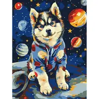 Картина по номерам "Космический хаски" 30х40 см