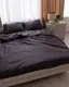 Постельное белье семейное Dushka Home Страйп сатин 20587 160х215х2 см чорное матовое