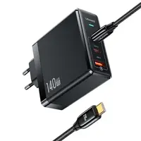 Адаптер сетевой USAMS US-UM Fast Charger Kit GaN Type-C To Type-C Cable 240W PD3.1 T52 US-CC168  |1USB/2Type-C, 140W/5A, PD/QC|