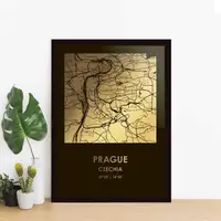 Постер "Прага / Prague" фольгированный А3, Черный-золотой, А3, английский