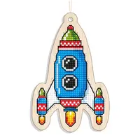 Новогодняя игрушка подвес на елку -  Ракета FNGi-037 [Вид товара: Заготовка для вышивки на фанере]
