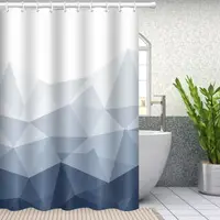 Шторка для ванної кімнати Bathlux 180 x 180 см люкс якість з водовідштовхувальним покриттям, біла з синім принтом