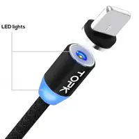 Магнітний кабель для зарядки Topk USB 1m 2.4 A 360° TK17i-VER2 Llightning Black для iPhone