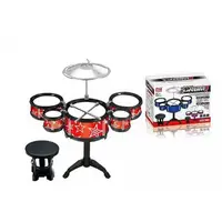 Барабан детский 5288 Drum. Music World 5 барабанов, тарелка, палочки, стульчик Красный