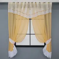 Кухонный комплект, (280х170см.) шторки с ламбрекеном и подхватами. Цвет золотистый с белым. Код 085к 52-0828