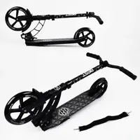 Самокат двоколісний "Best Scooter" з PU колесами, 1 амортизатором. Black (00076)