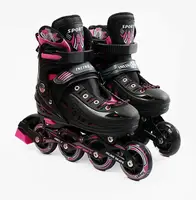 Роликовые коньки D-86 M Best Roller колеса PU светятся. Black and Pink (размер 34-38) (169999)
