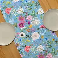 Дорожка на стол Цветы на голубом фоне 150x40 см (DR_22U016)