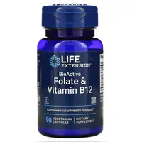 Витамины и минералы Life Extension BioActive Folate &amp; Vitamin B12, 90 вегакапсул