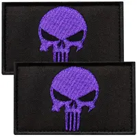 Набор шевронов 2 шт с липучкой Punisher Череп Карателя фиолетовый 5х8 см вышитый патч нашивка шеврон Каратель
