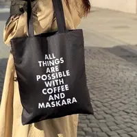 Сумка женская тканевая Original All things are possible with coffee and maskara 40x45 см 40x45 см