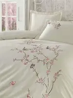 Butterfy bej сатин с вышивкой. Евро размер. Dantela vita Турция.