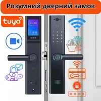 Умный дверной замок с камерой,кодовым замком Wi-Fi с отпечатком пальца и ключ-картой,алюминиевый сплав