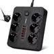 Сетевой фильтр BKL-11 1 PD20W + 1QC3.0 + 4 USB,100-250V, 10А, 6 розеток, черный