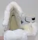 Серо-белые женские зимние кроссовки на белом меху.