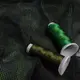 Ткань органза хамелеон полоски т/зеленая