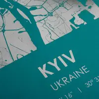 Постер "Київ / Kyiv" фольгований А3, Бірюза-срібний, А3, англійська