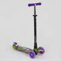 Самокат дитячий пластмасовий з алюмінієвою трубкою керма + 4 колеса Purple/Black (74471)