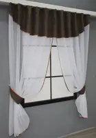 Кухонний комплект, (270х170см.) шторки з ламбрекеном і підхватами. Колір білий з венге. Код 084к 52-0821