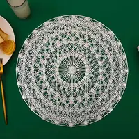 Сервировочная салфетка круглая под горячее, коврик сервировочный серебристый набор 2 шт