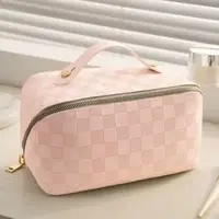 Косметичка на молнии из искусственной кожи, дорожная, розовая
