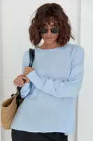 Женский однотонный джемпер oversize фасона - голубой цвет, S