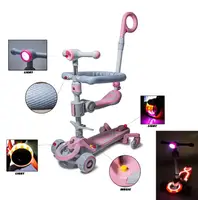 Самокат "Smart" 5 в 1. З підсвічуванням, з музикою, з бортиком. Pink (726686533)