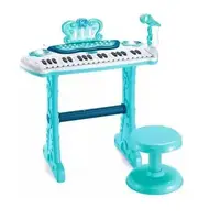 Детское пианино Electronic Piano, микрофон, подсветка, запись звука, звуковые эффекты, стул. Blue (135266)