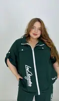 Прогулочный костюм (кофта на молнии +капри )  " Дизель" Батал 62-64 66-68 70-72 74-76