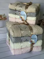 Mame nokta 70х140см., 4 шт/уп. Полотенца. Хлопок. (5299-nokta)