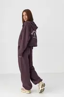 Спортивний костюм із капюшоном прямого крою - баклажан колір, ONE SIZE
